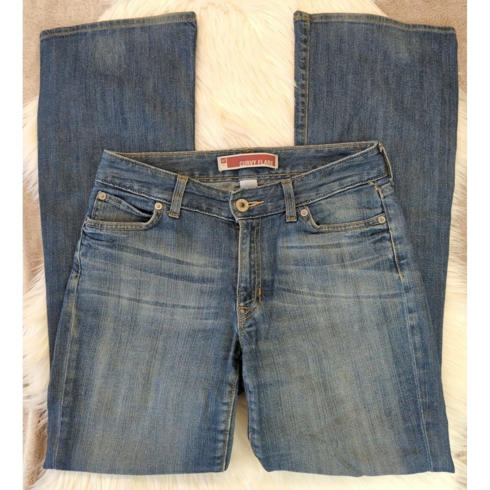 Gap Curvy Flare Jeans Size 4 Womens Stretch Medium Wash 30x31